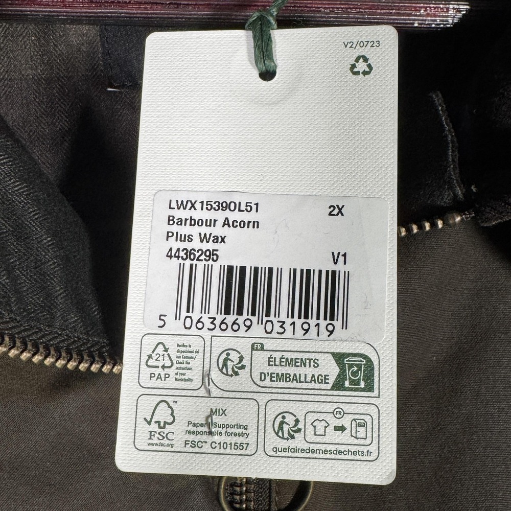 Barbour Jacket Womens 2X Green Acorn Plus Wax Waxed Cotton Tartan Lined Coat - Picture 3 of 12